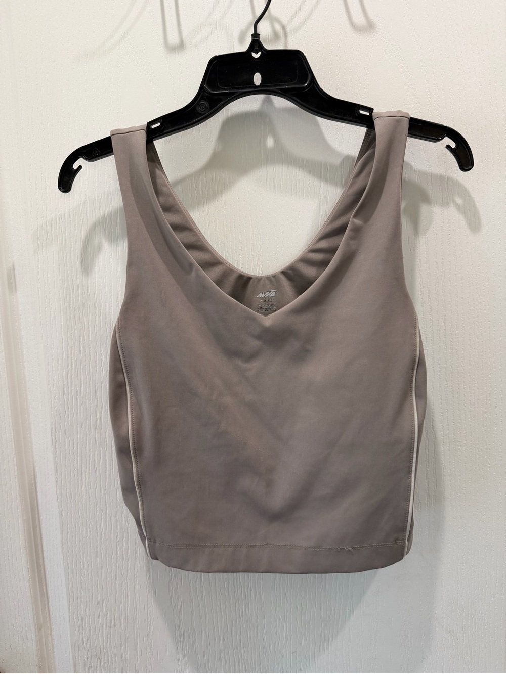 Avia Taupe V-Neck Cropped Sports Tank